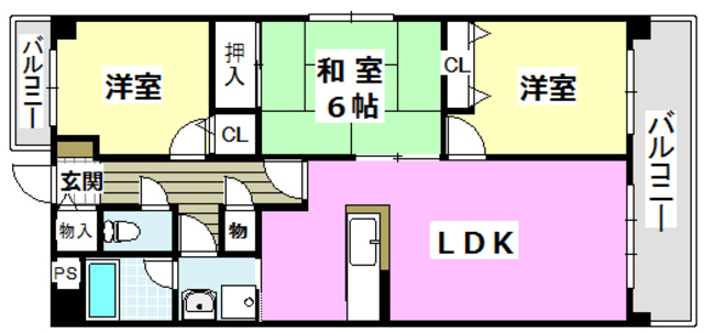 茨木市天王のマンションの間取り