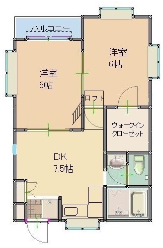 清瀬市中清戸のアパートの間取り