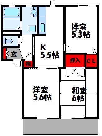 糟屋郡新宮町大字上府のアパートの間取り