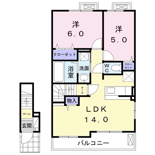 【出雲市斐川町上直江のアパートの間取り】