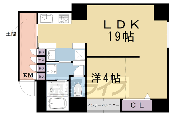 京都市下京区茶磨屋町のマンションの間取り