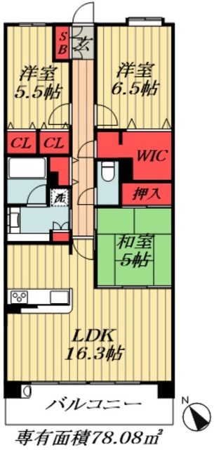 松戸市東松戸のマンションの間取り