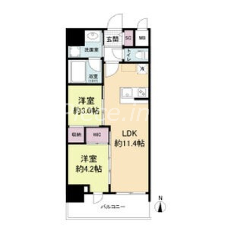 大阪市北区西天満のマンションの間取り