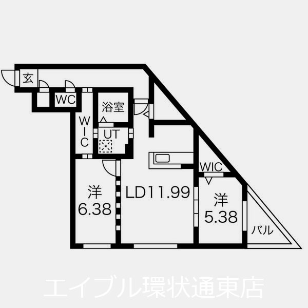 札幌市東区北八条東のマンションの間取り