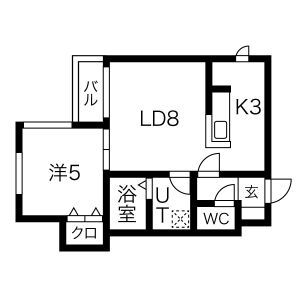 札幌市東区北二十条東のアパートの間取り