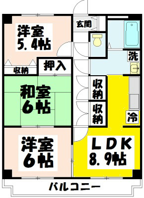 小田原市扇町のマンションの間取り