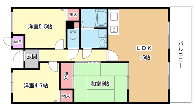 吹田市春日のマンションの間取り