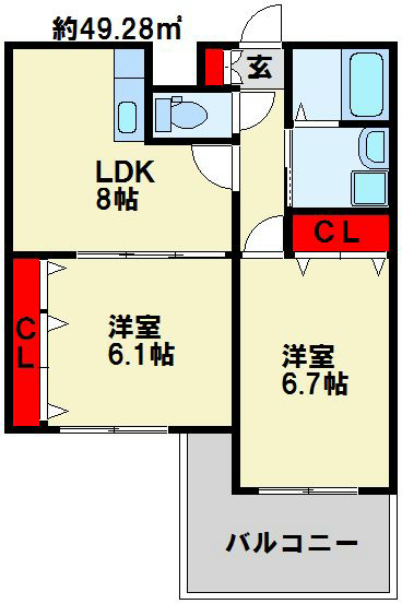 北九州市小倉北区室町のマンションの間取り