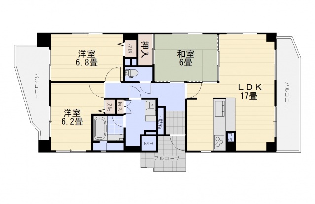 広島市安佐南区西原のマンションの間取り