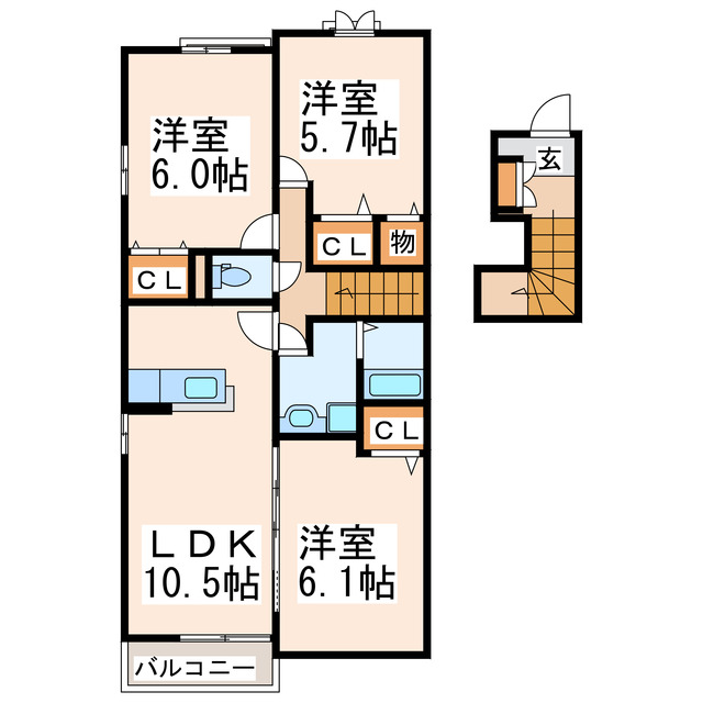 宇土市走潟町のアパートの間取り