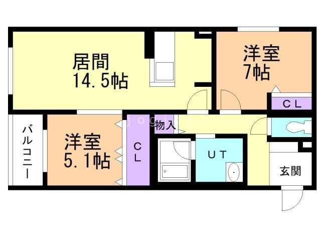 札幌市西区八軒三条西のマンションの間取り