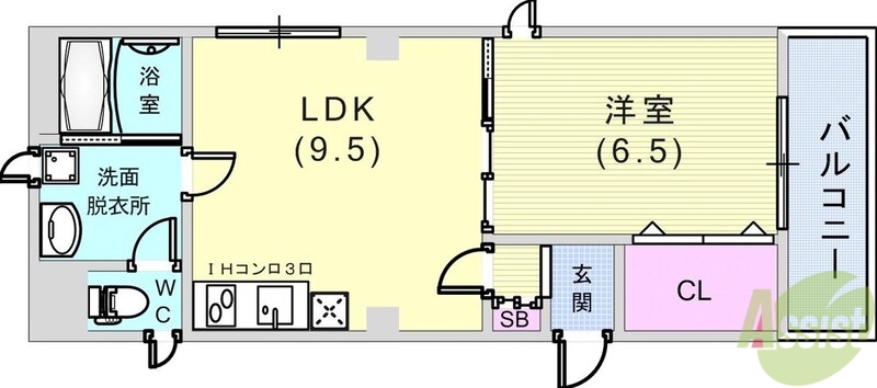 神戸市灘区六甲町のマンションの間取り