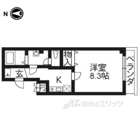 京都市下京区中野之町のマンションの間取り