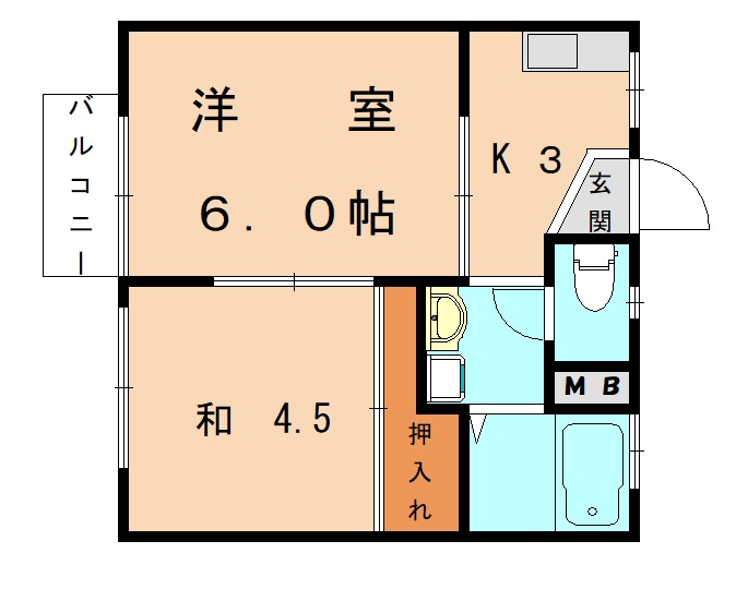 福津市中央のアパートの間取り