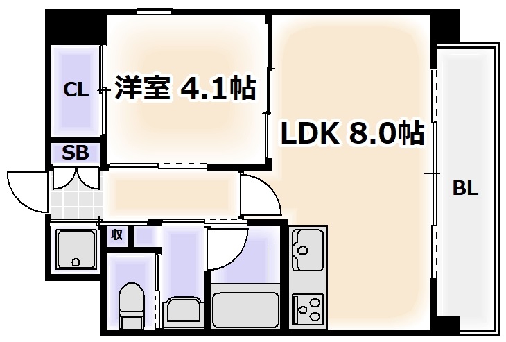 大阪市阿倍野区松崎町のマンションの間取り