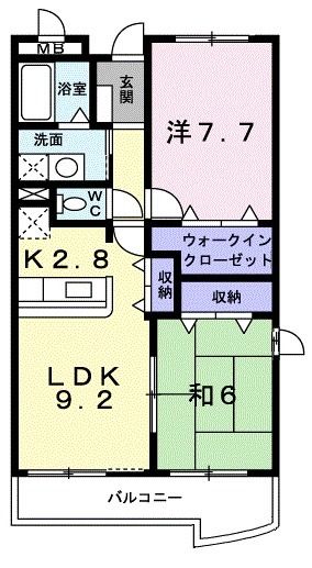 【倉敷市浜ノ茶屋のマンションの間取り】