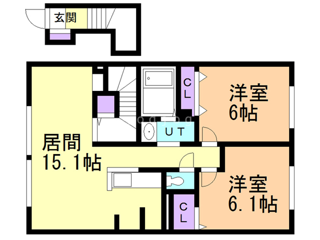 札幌市白石区川下一条のアパートの間取り