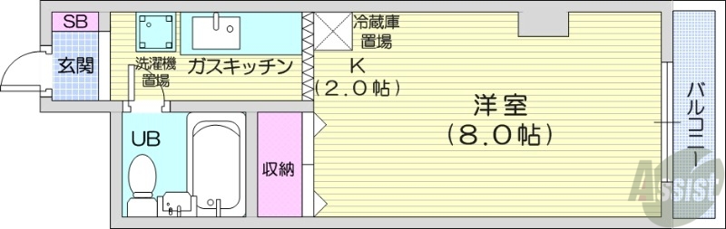 札幌市中央区南二条東のマンションの間取り