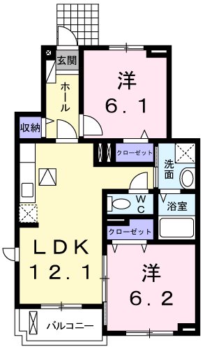 姫路市大津区長松のアパートの間取り