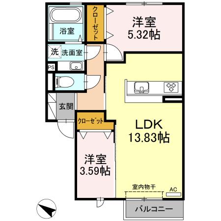 合志市須屋のアパートの間取り