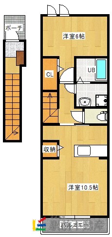 大牟田市下白川町のアパートの間取り