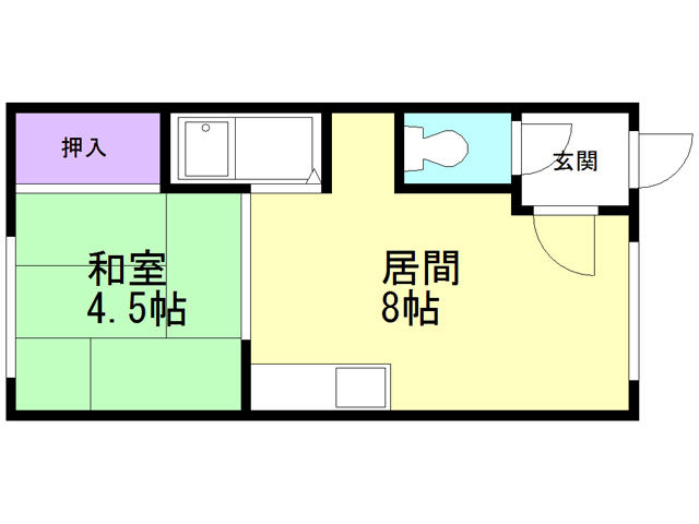 函館市宮前町のアパートの間取り