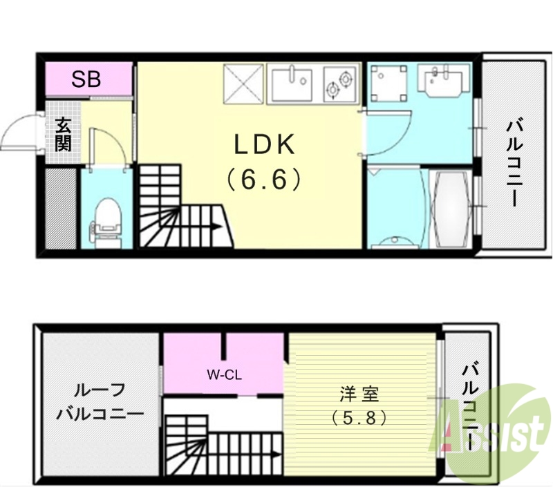 神戸市東灘区森南町のマンションの間取り