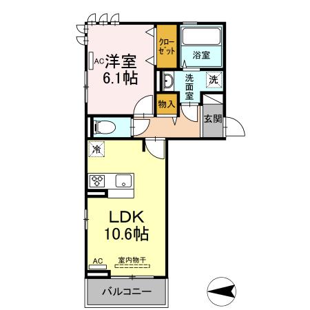 熊本市中央区国府のアパートの間取り