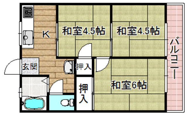 高槻市大蔵司のアパートの間取り