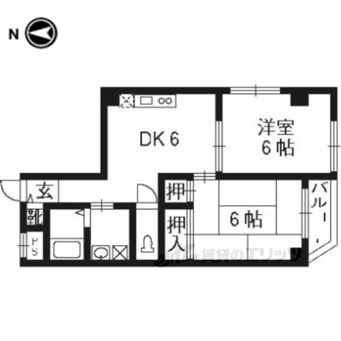 京都市右京区西京極徳大寺団子田町のマンションの間取り