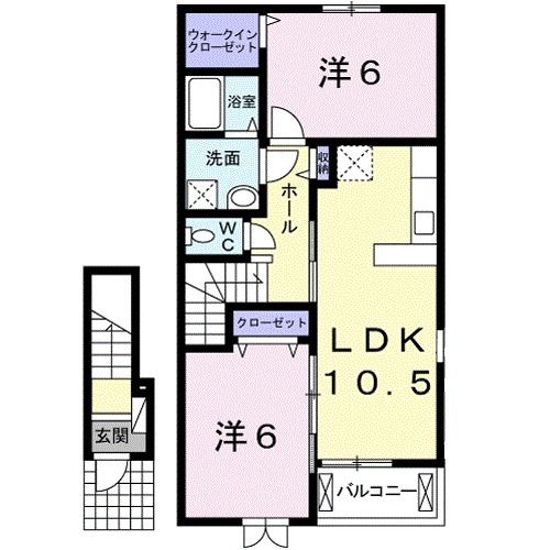 掛川市下垂木のアパートの間取り