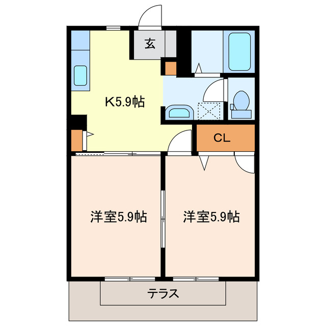 掛川市下土方のアパートの間取り