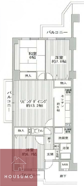 コート北千里Ａ棟の間取り