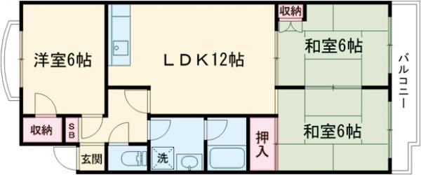 京都市西京区桂北滝川町のマンションの間取り