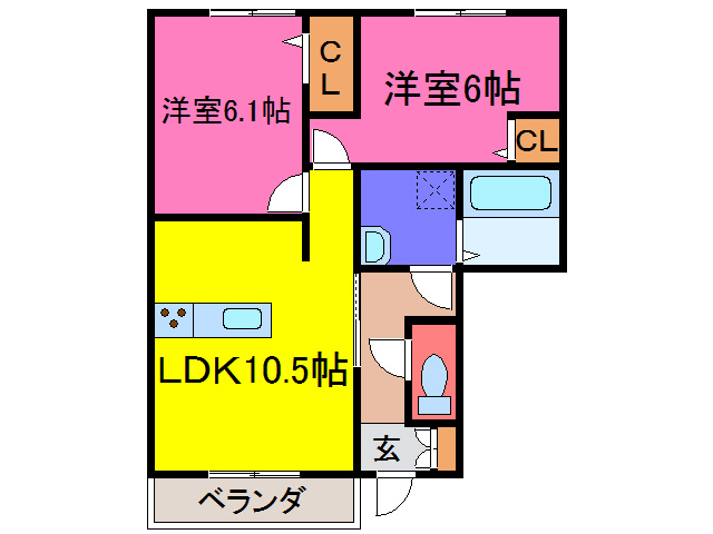 宍粟市山崎町庄能のアパートの間取り