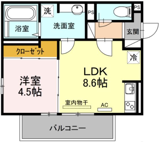 鹿児島市上荒田町のアパートの間取り