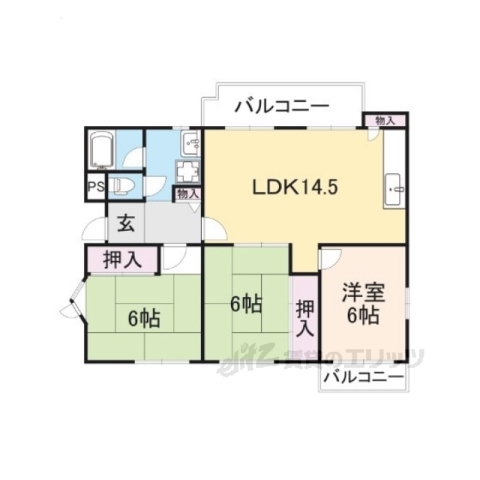 平城朱雀第一住宅３３号棟の間取り