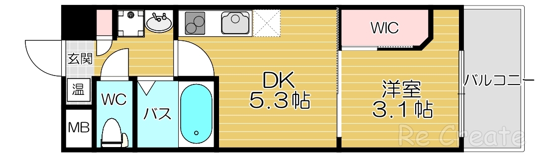 大阪市中央区谷町のマンションの間取り