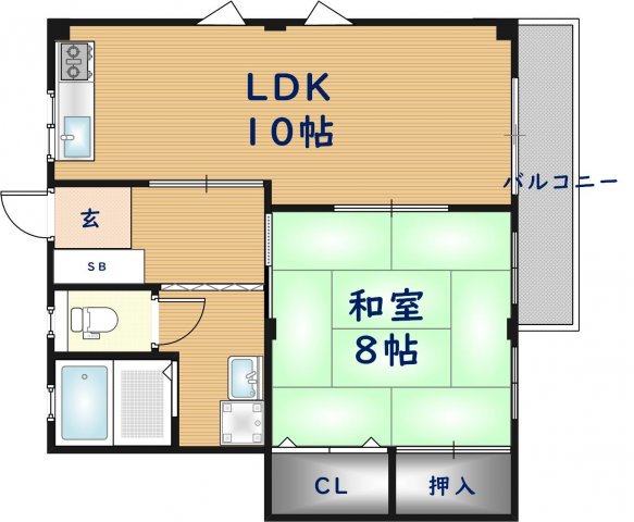 東大阪市若江東町のマンションの間取り