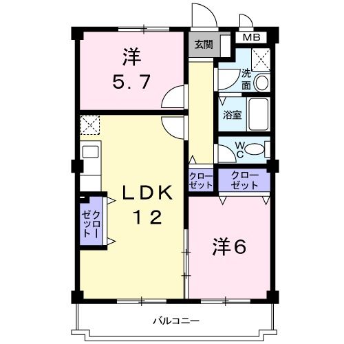 奈良市東九条町のマンションの間取り