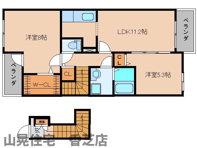 香芝市畑のアパートの間取り