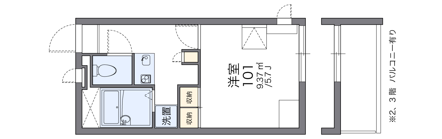 レオパレスRyusei中道通の間取り