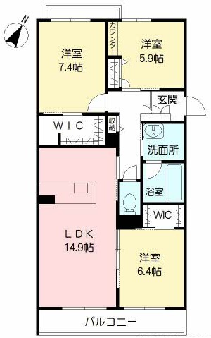 鹿児島市紫原のマンションの間取り