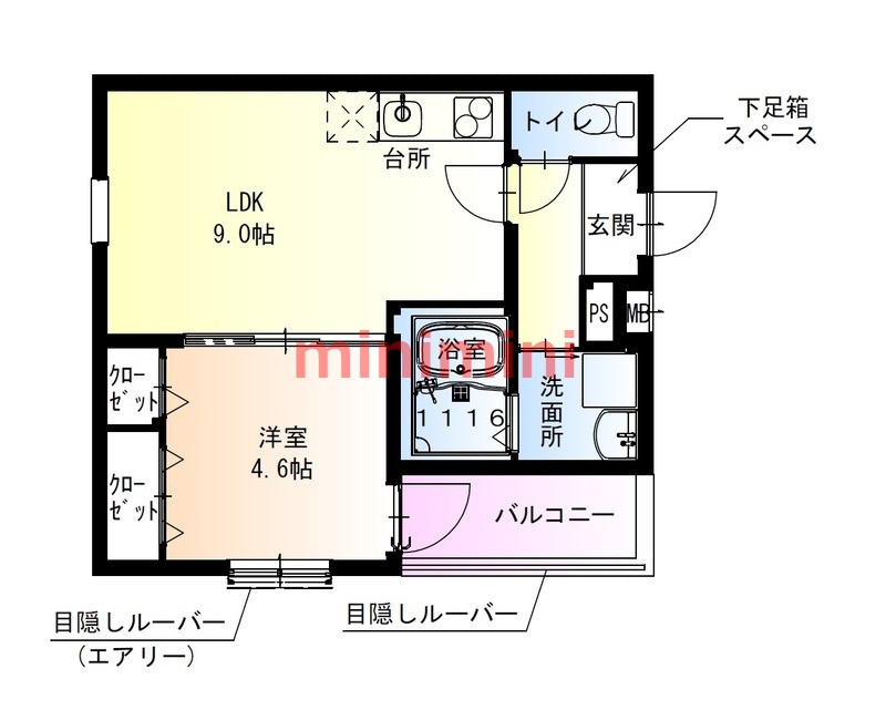 大阪市東淀川区豊里のアパートの間取り