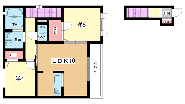 豊中市服部豊町のアパートの間取り