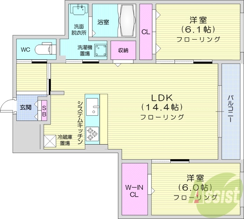 仮)グランメール白石中央2-4の間取り