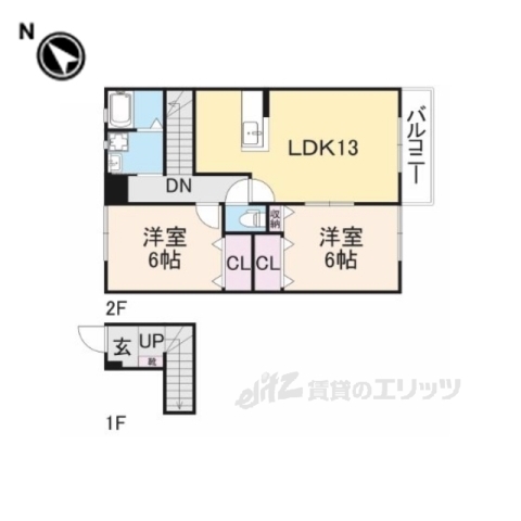 彦根市宇尾町のアパートの間取り