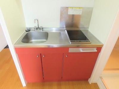 キッチン　2口の電気コンロまたはIHコンロとなります