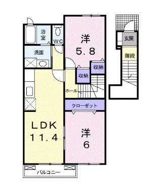 高松市前田東町のアパートの間取り