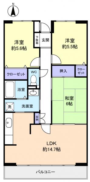 ルーチェ緑が丘Ｂ棟の間取り